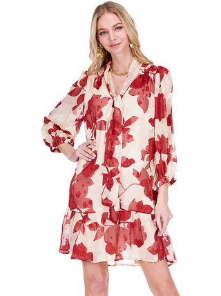 Joy Joy Autumn Serenade Tie Flounced Dress