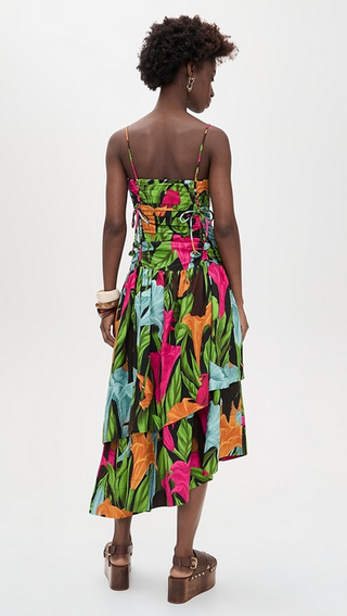 Farm Rio Mujeres Y Flores Black Maxi Dress