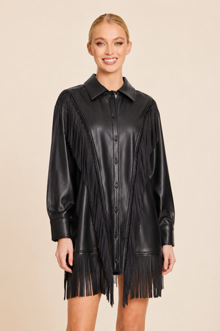 Dolce Cabo Black Fringe Vegan Dress
