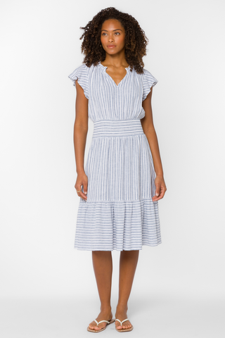 Velvet Heart Shiri Dress in Washed Blue Stripe