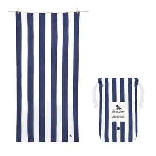 Dock & Bay Striped Sand Free Beach & Travel Towel in Navy Blue