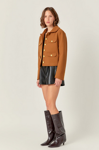 English Factory Gold Button Pointed Wool Jacket