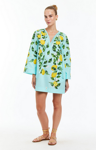 Mestiza Ines Caftan Mini Dress in Sorrento Citrus