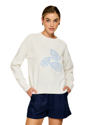 Line and Dot Oyster Motif Sweater