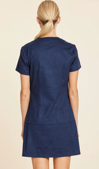 Dolce Cabo Faux Suede Zip Up Short Sleeve Dress