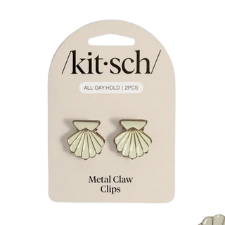 Kitsch Metal Clam Shell Hair Clip 2pc Set - Gold & Pearlized Cream