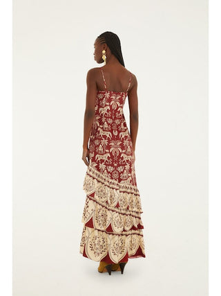 Farm Rio Haras Dark Red Sleeveless Maxi Dress