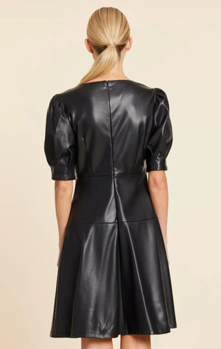 Dolce Cabo Black Faux Leather Short Sleeve Dress