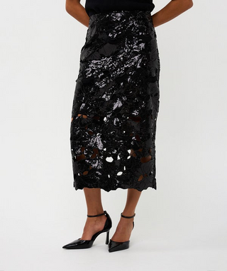 Esqualo Sequined Black Skirt