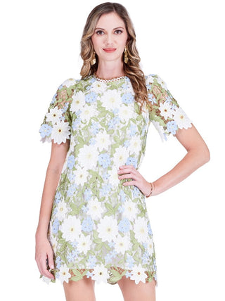 Jade Wildflower Lace Mini Dress