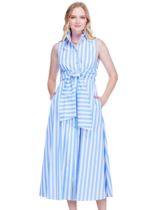 Jade Blue Stripe Midi Dress