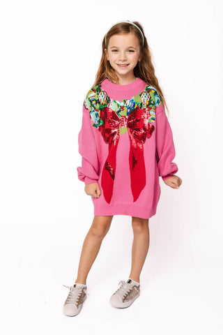 Queen Of Sparkles Kids Multi Wreath Sweater Dress