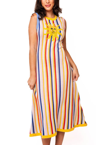 Queen Of Sparkles Multi Stripe Sunshine Knit Midi Tank Dress
