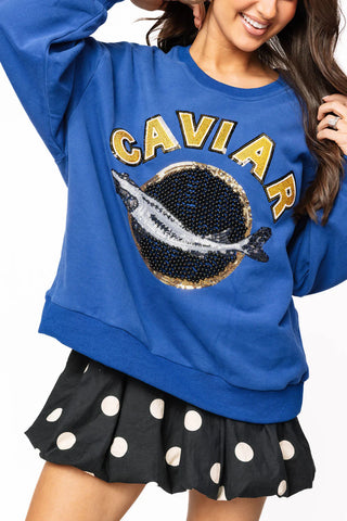 Queen Of Sparkles Dark Blue Caviar Sweatshirt